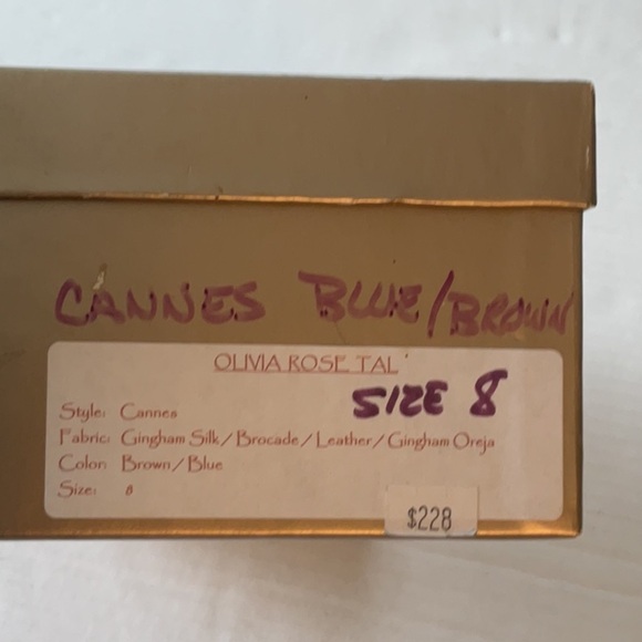 Olivia Rose Tal Cannes Gingham Silk in brown & blue size 8 - Picture 8 of 9